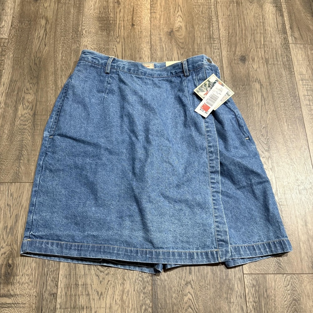 Kikomo Classics‎ Skort Shorts Juniors 7/8 Blue Denim Pleated Elastic Waist